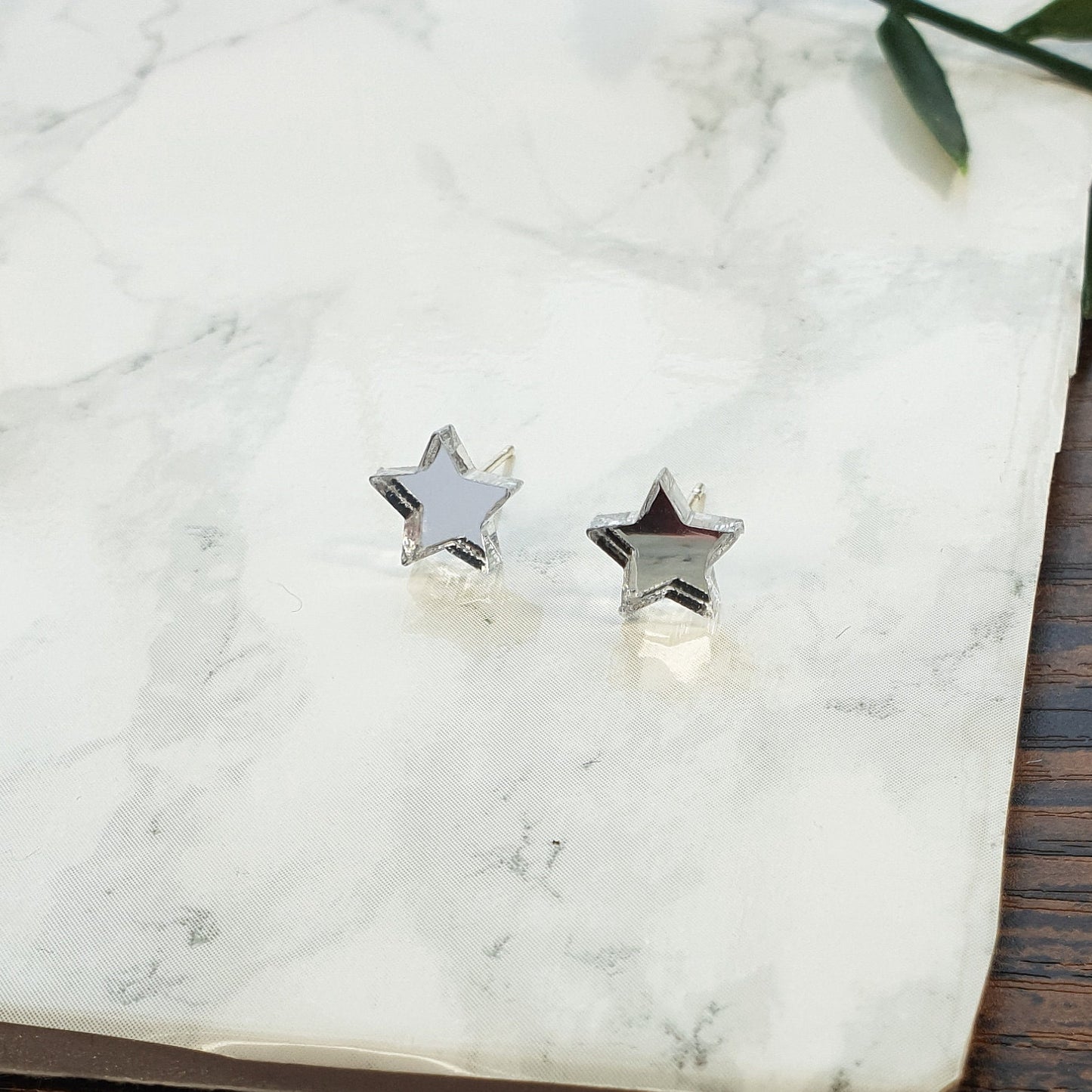 Dainty Celestial Acrylic Earrings, Mirror Star Studs - surgical steel, Minimalist, Geometric Jewellery, Statement Earrings, Gold, Rose Gold