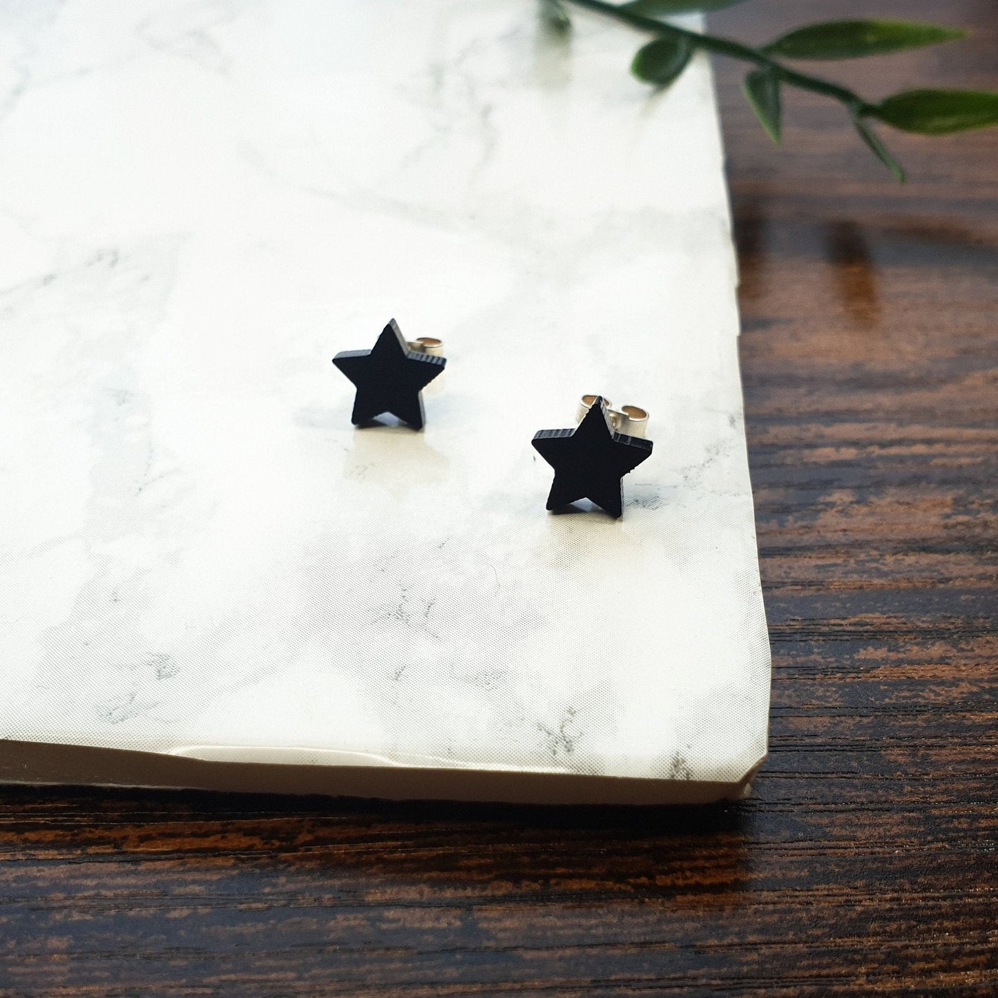 Dainty Star Earrings, Black Star Studs - surgical steel, Minimalist, Statement Earrings, Matte Black