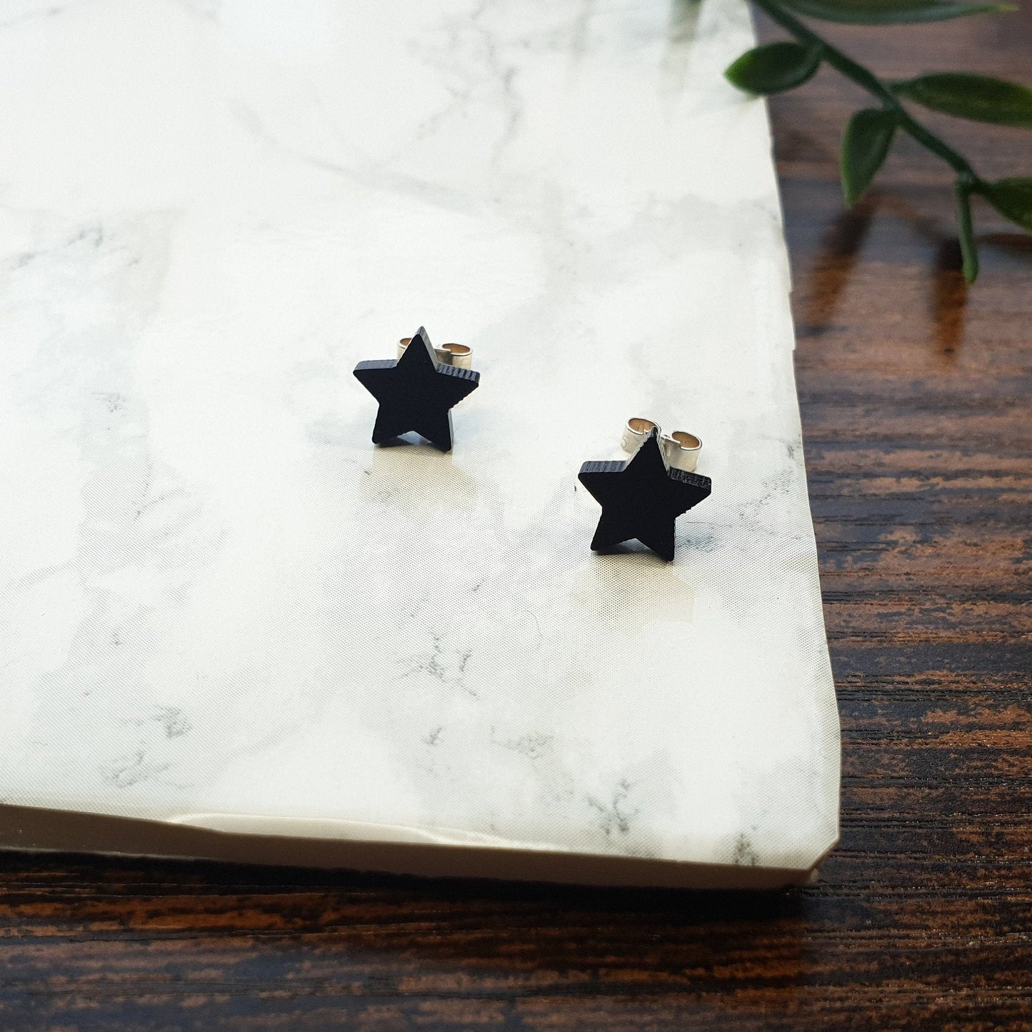 Dainty Star Earrings, Black Star Studs - surgical steel, Minimalist, Statement Earrings, Matte Black