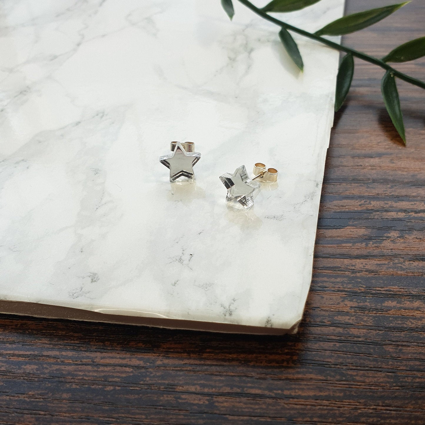 Dainty Celestial Acrylic Earrings, Mirror Star Studs - surgical steel, Minimalist, Geometric Jewellery, Statement Earrings, Gold, Rose Gold