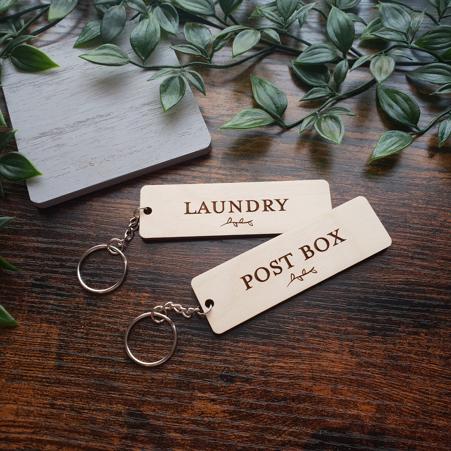 Wooden Personalised Key Fob - Rectangular, House keyring, laundry key, shed key, man cave, craft room, summerhouse, accessories, car keys