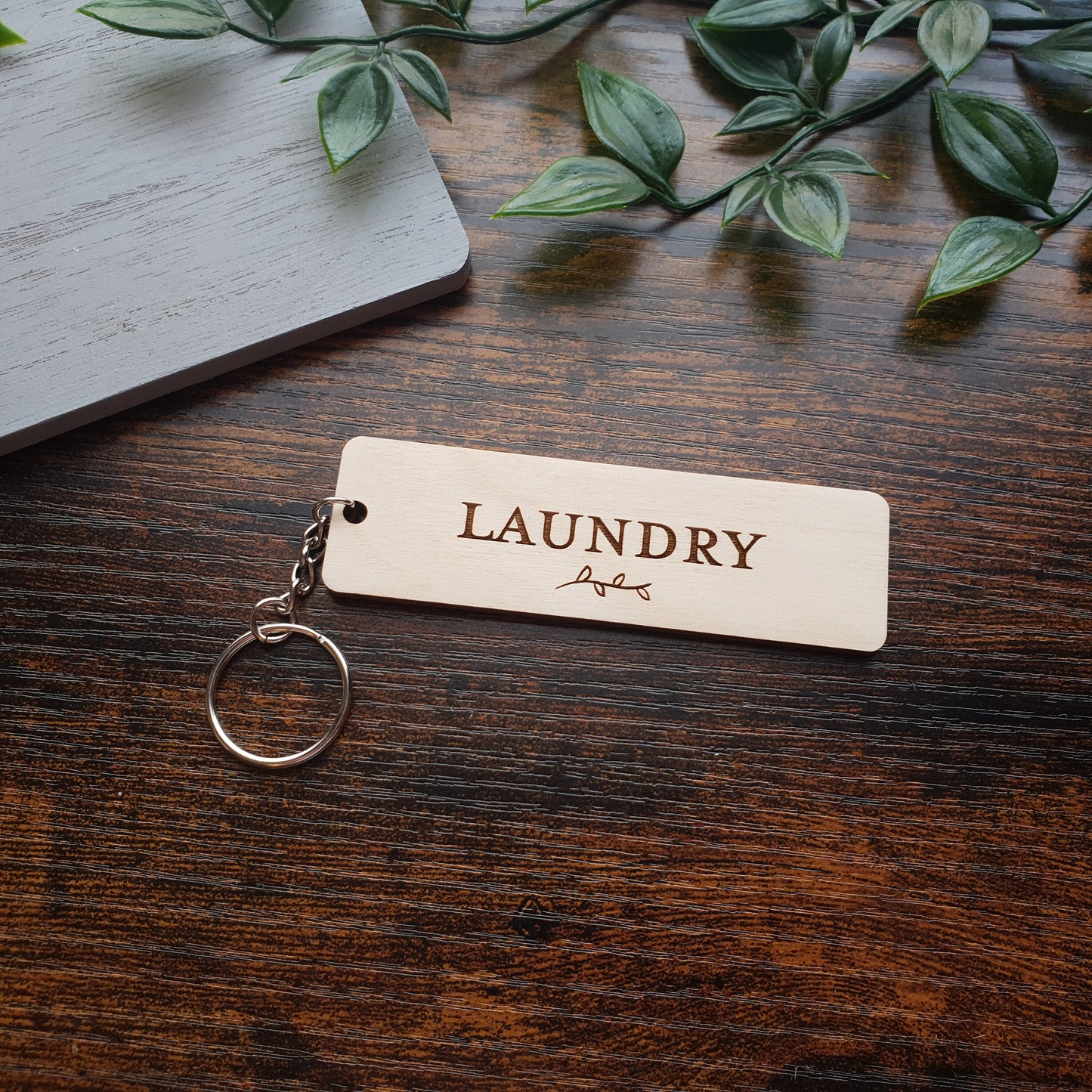 Wooden Personalised Key Fob - Rectangular, House keyring, laundry key, shed key, man cave, craft room, summerhouse, accessories, car keys