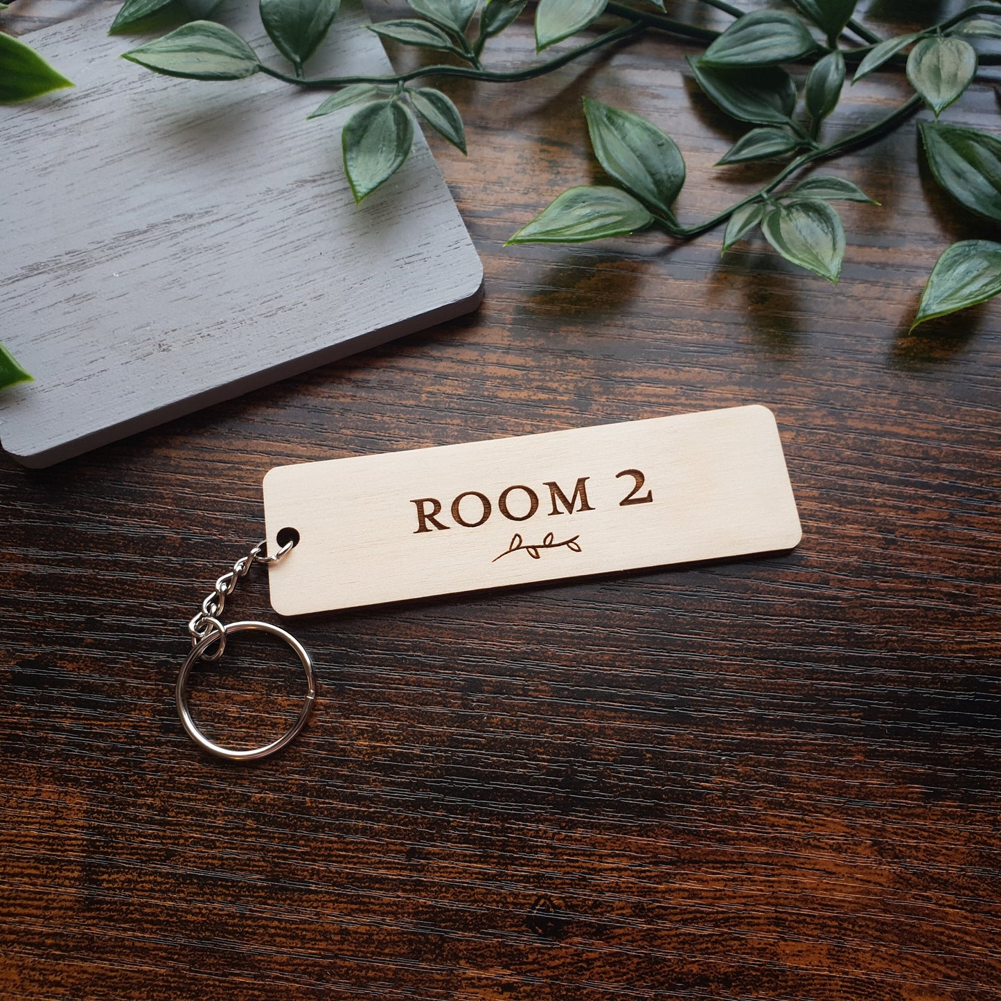 Wooden Personalised Key Fob - Rectangular, House keyring, laundry key, shed key, man cave, craft room, summerhouse, accessories, car keys