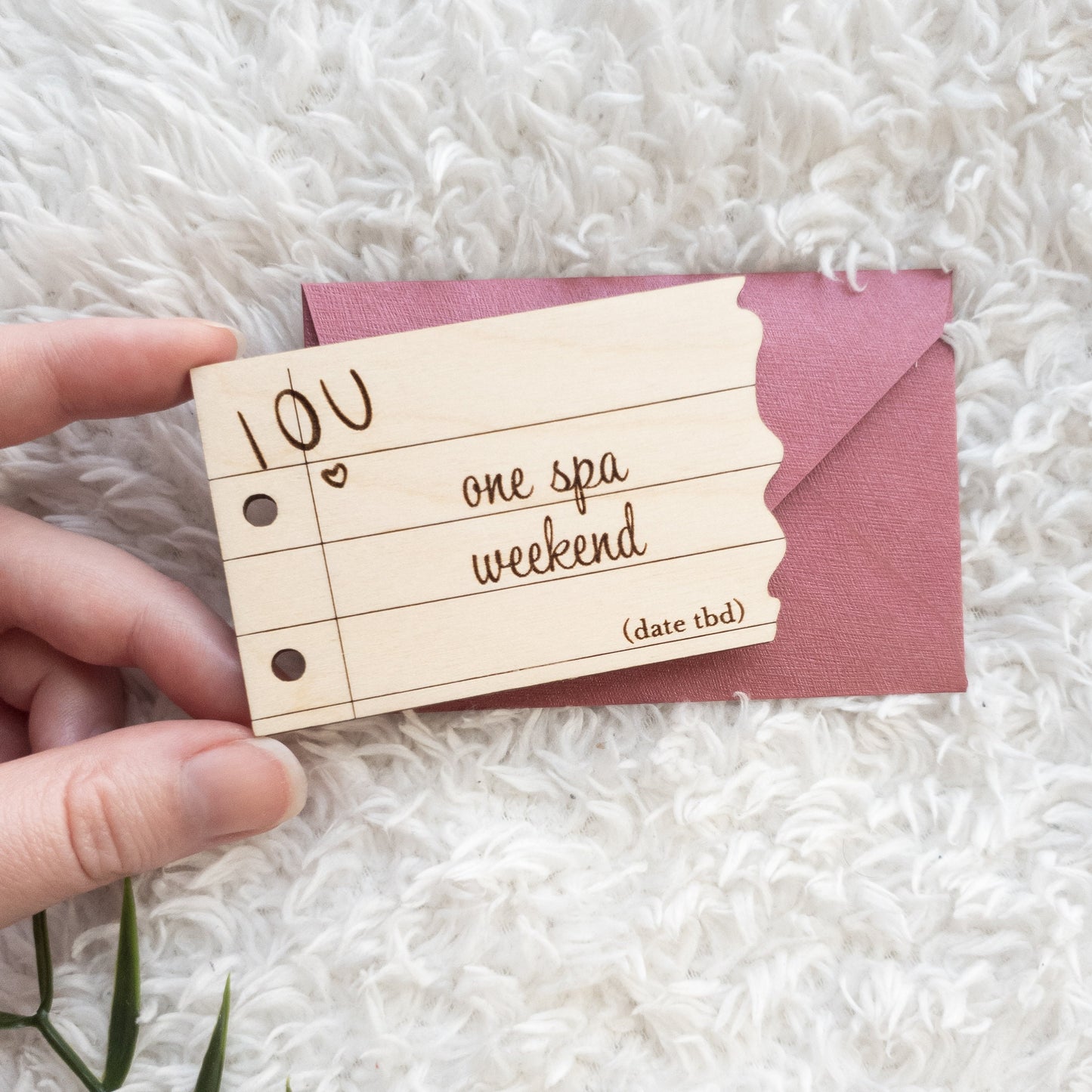 Wooden IOU Note - Personalised Message in an Envelope, Reveal, Holiday announcement, proposal, proposal message, holiday proposal