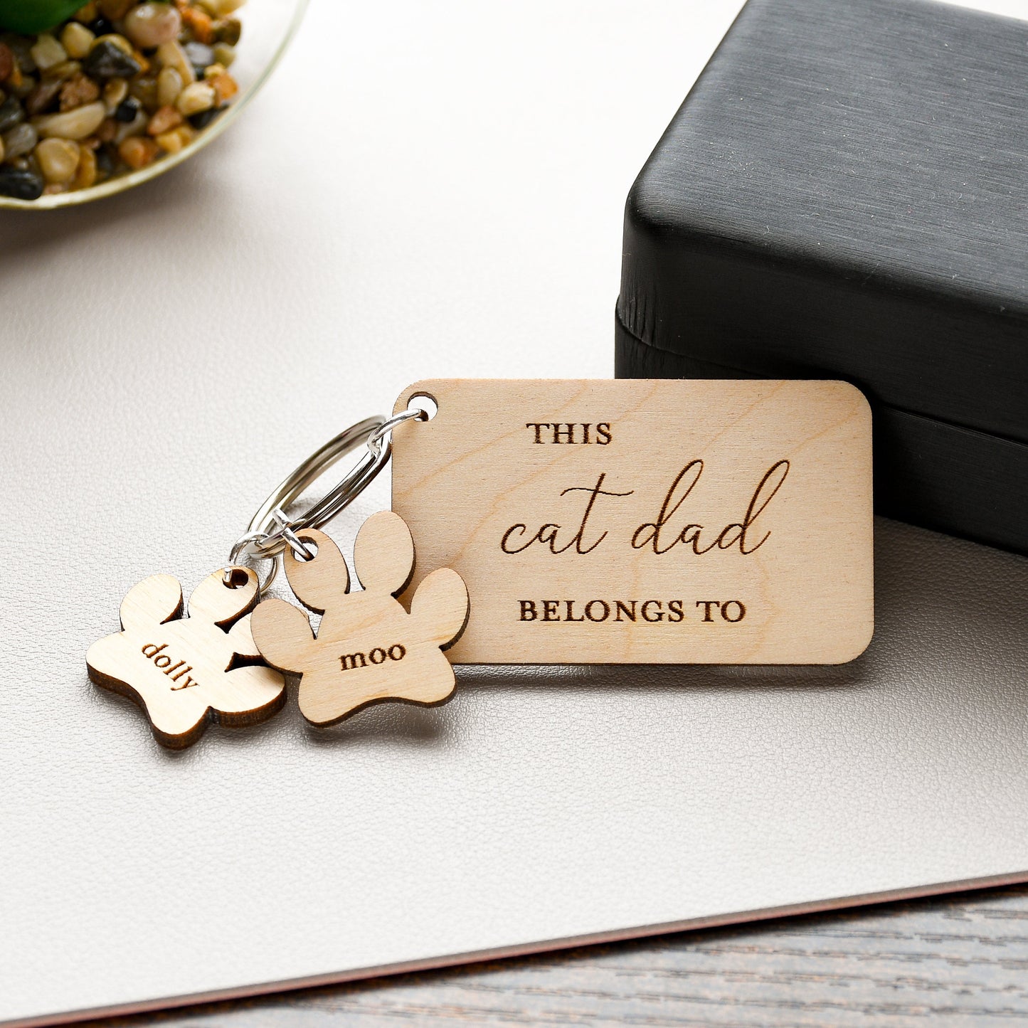 Cat Dad Personalised Keyring