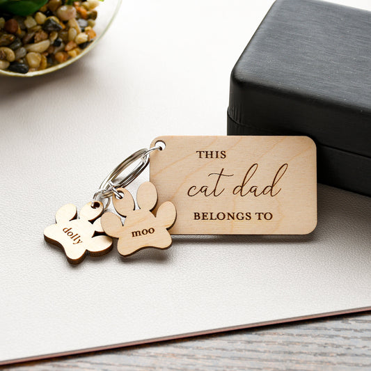 Cat Dad Personalised Keyring