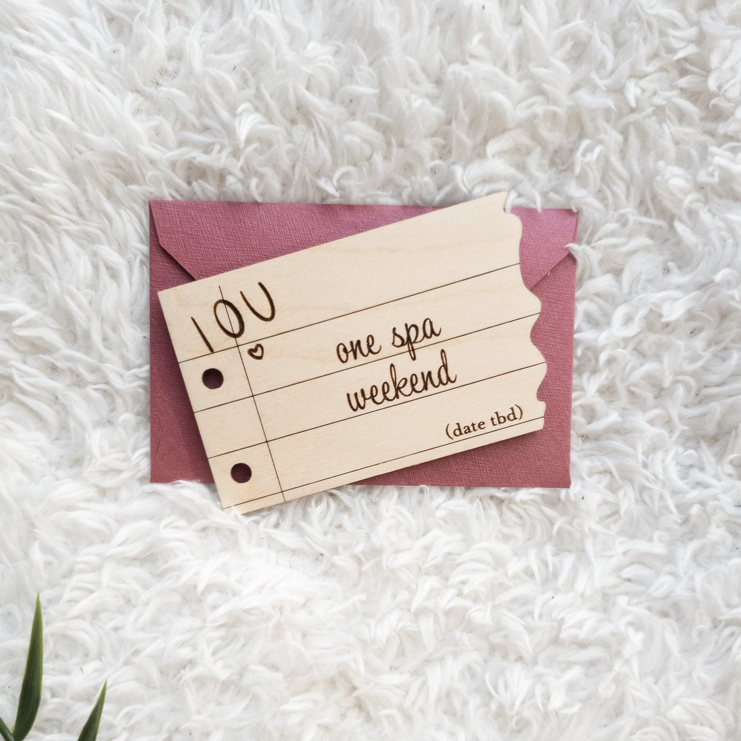 Wooden IOU Note - Personalised Message in an Envelope, Reveal, Holiday announcement, proposal, proposal message, holiday proposal