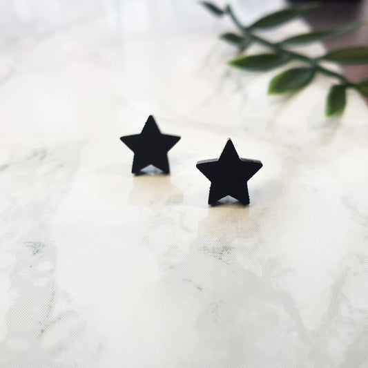 Dainty Star Earrings, Black Star Studs - surgical steel, Minimalist, Statement Earrings, Matte Black