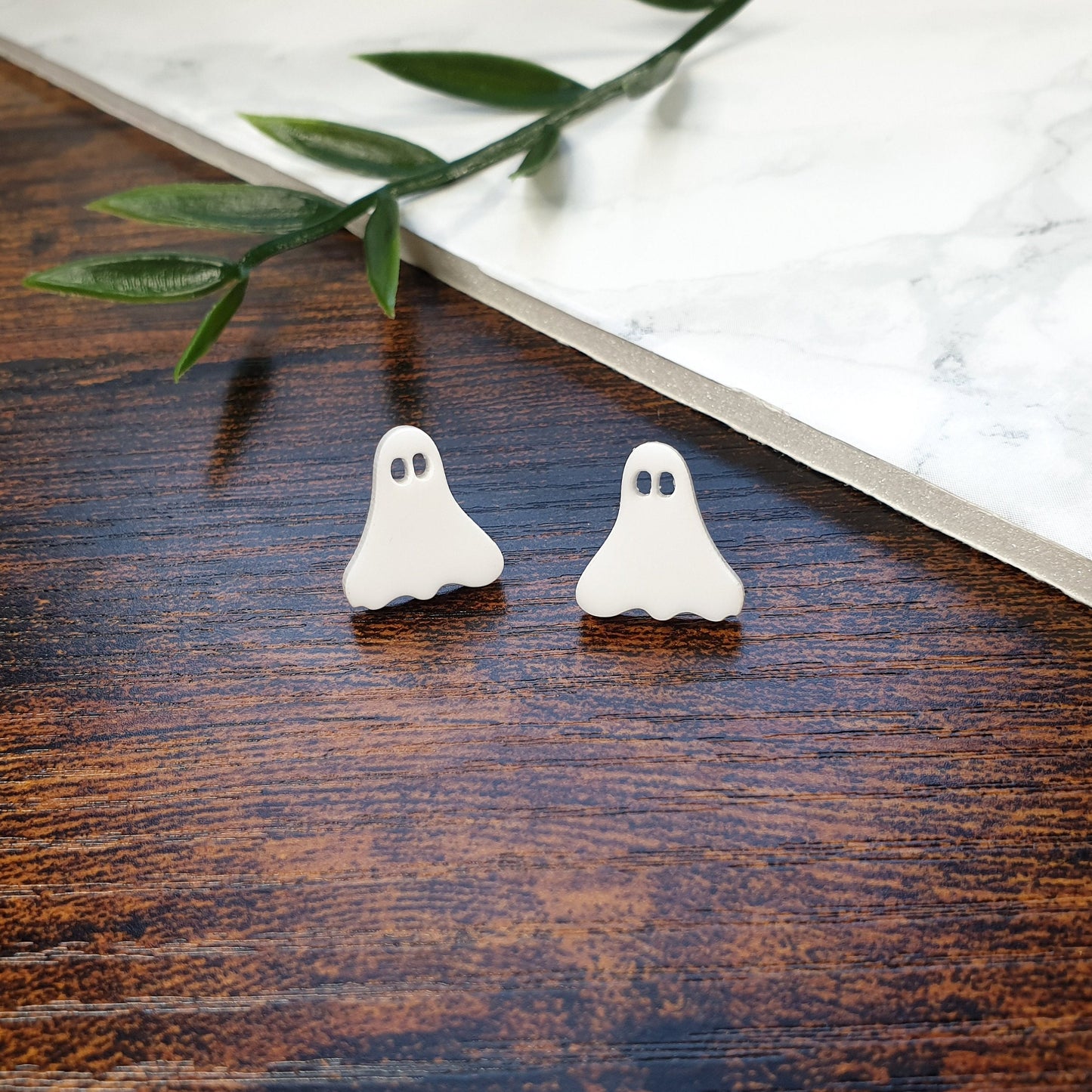 Ghost Earrings, Tiny Ghost Studs - Halloween Earrings, Spooky Jewellery, surgical steel, Statement Earrings, White, Weather Earrings,