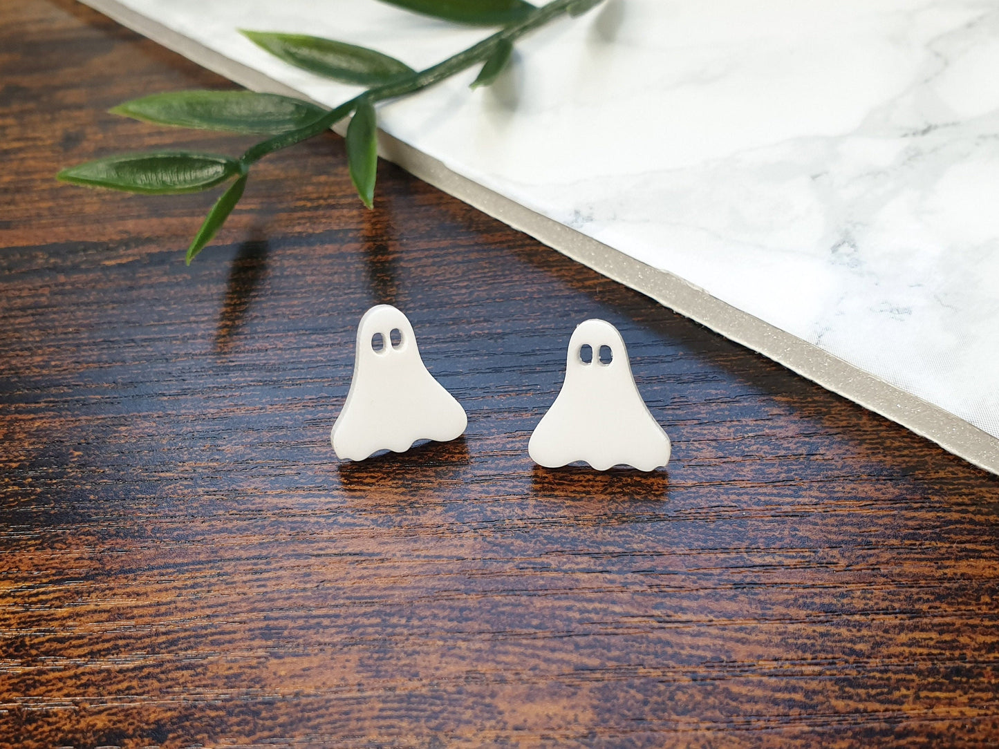 Ghost Earrings, Tiny Ghost Studs - Halloween Earrings, Spooky Jewellery, surgical steel, Statement Earrings, White, Weather Earrings,