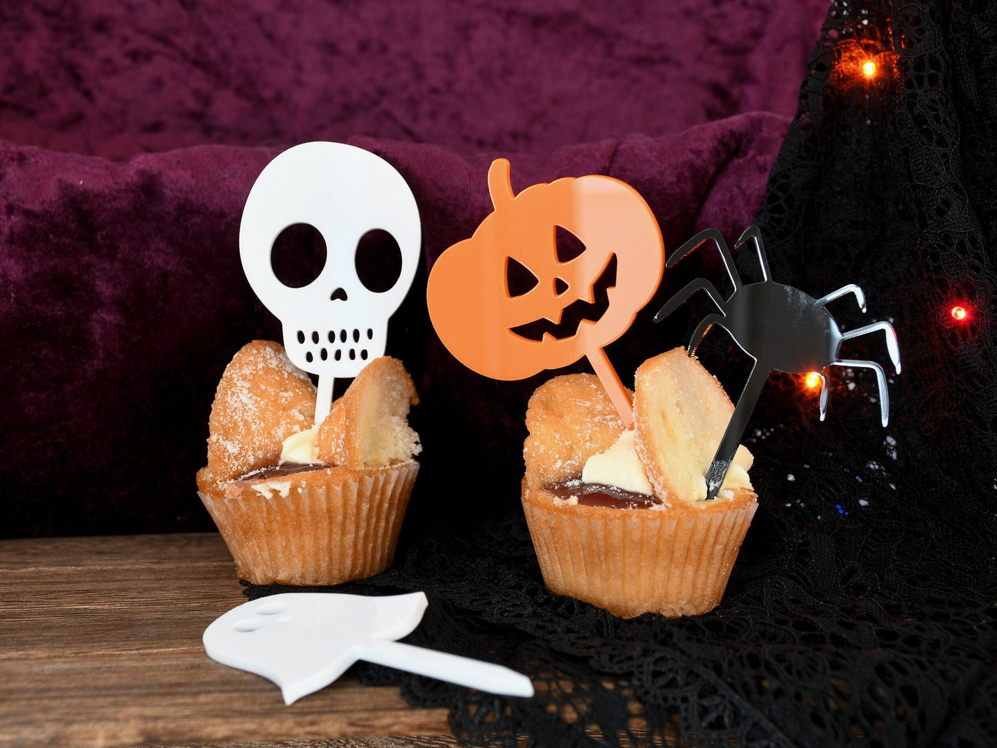 Pack of Six Halloween Cupcake Toppers - Party Decorations, Acrylic Halloween Decoration, Spooky Decorations, Halloween Party, Cake Toppers,