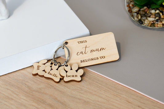 Cat Mum Personalised Keyring