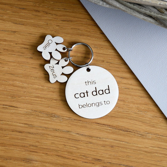 Cat Dad Personalised Keyring