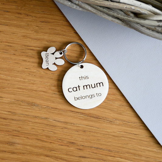 Cat Mum Personalised Keyring