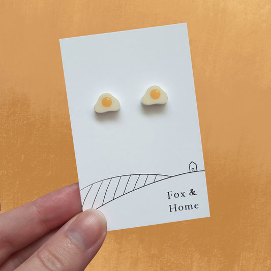 Fried Egg Studs - Fun Egg Jewellery, Tiny Cute Earrings, Subtle Statement Earrings, Acrylic Jewellery, Everyday wear, Good Egg gift