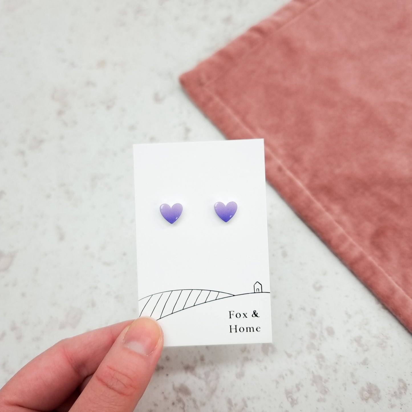 Purple Matte Heart Studs - Tiny Heart Earrings, Subtle Statement Earrings, Acrylic Jewellery, Everyday wear