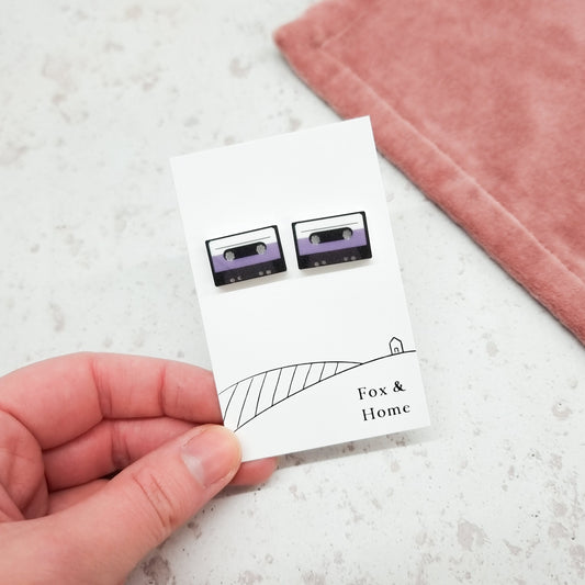 Casette Tape Studs - 90s Earrings, Subtle Statement Earrings, Acrylic Jewellery, Everyday wear