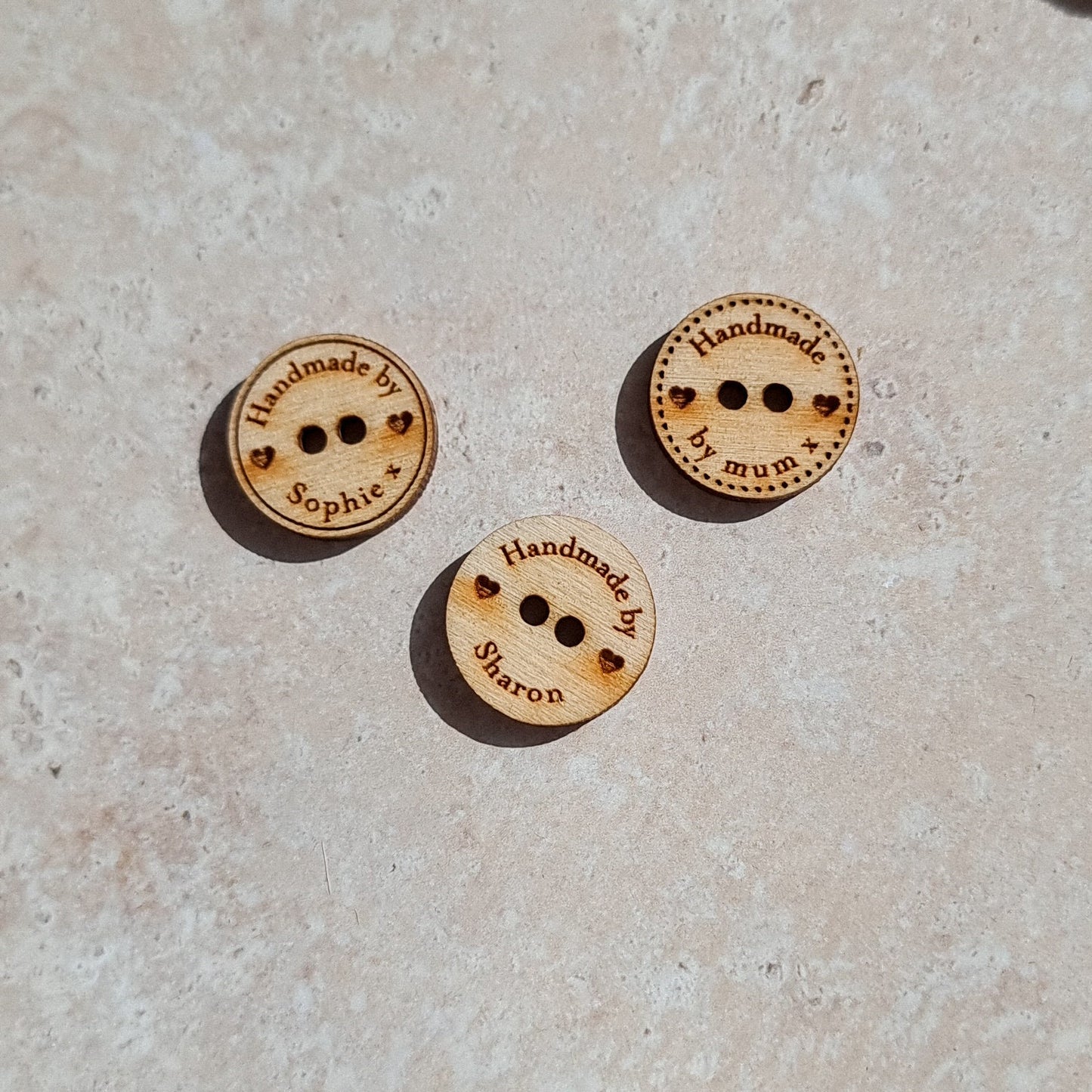 2.5cm Personalised Wooden Buttons with 2 holes