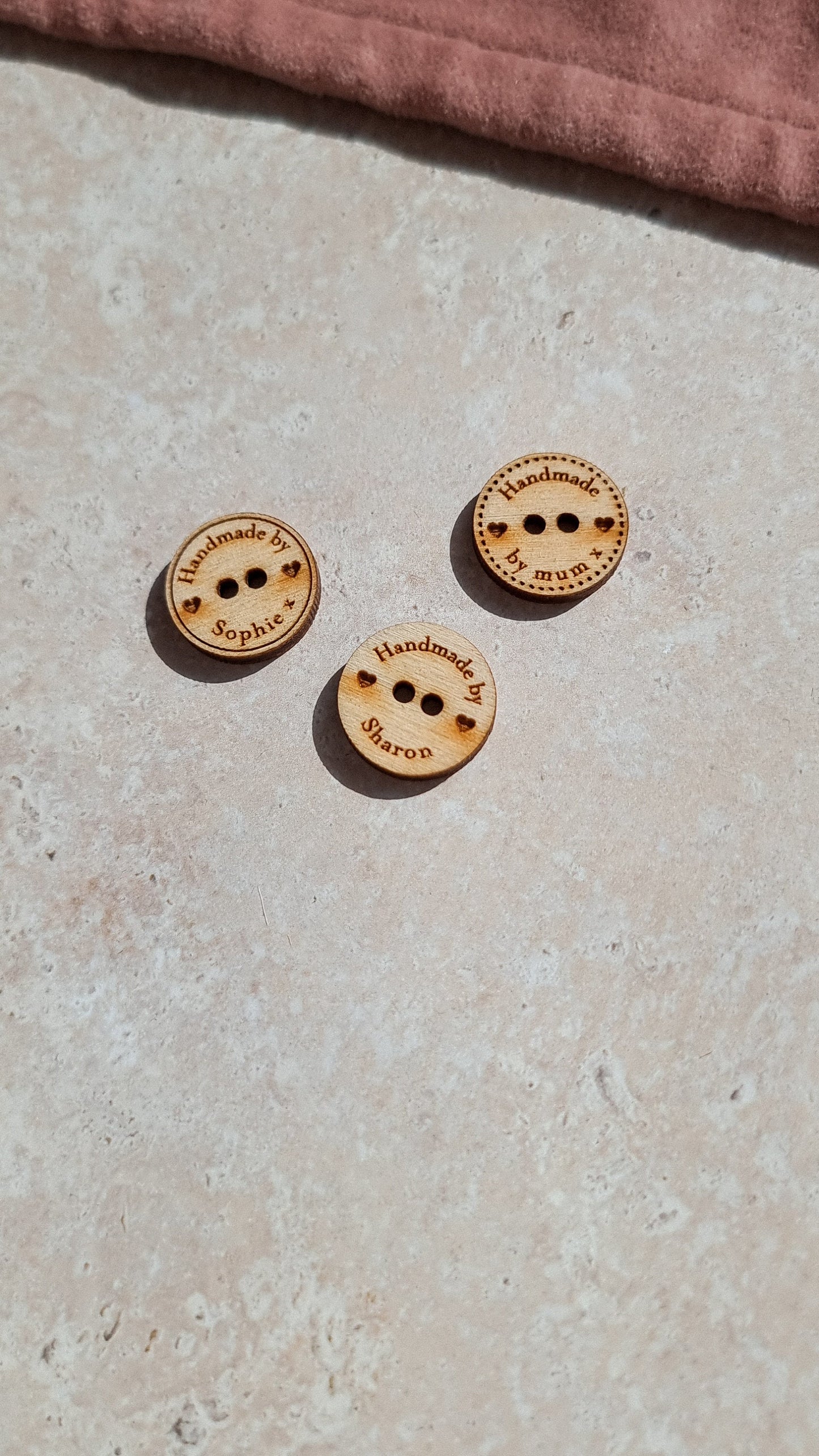 2.5cm Personalised Wooden Buttons with 2 holes