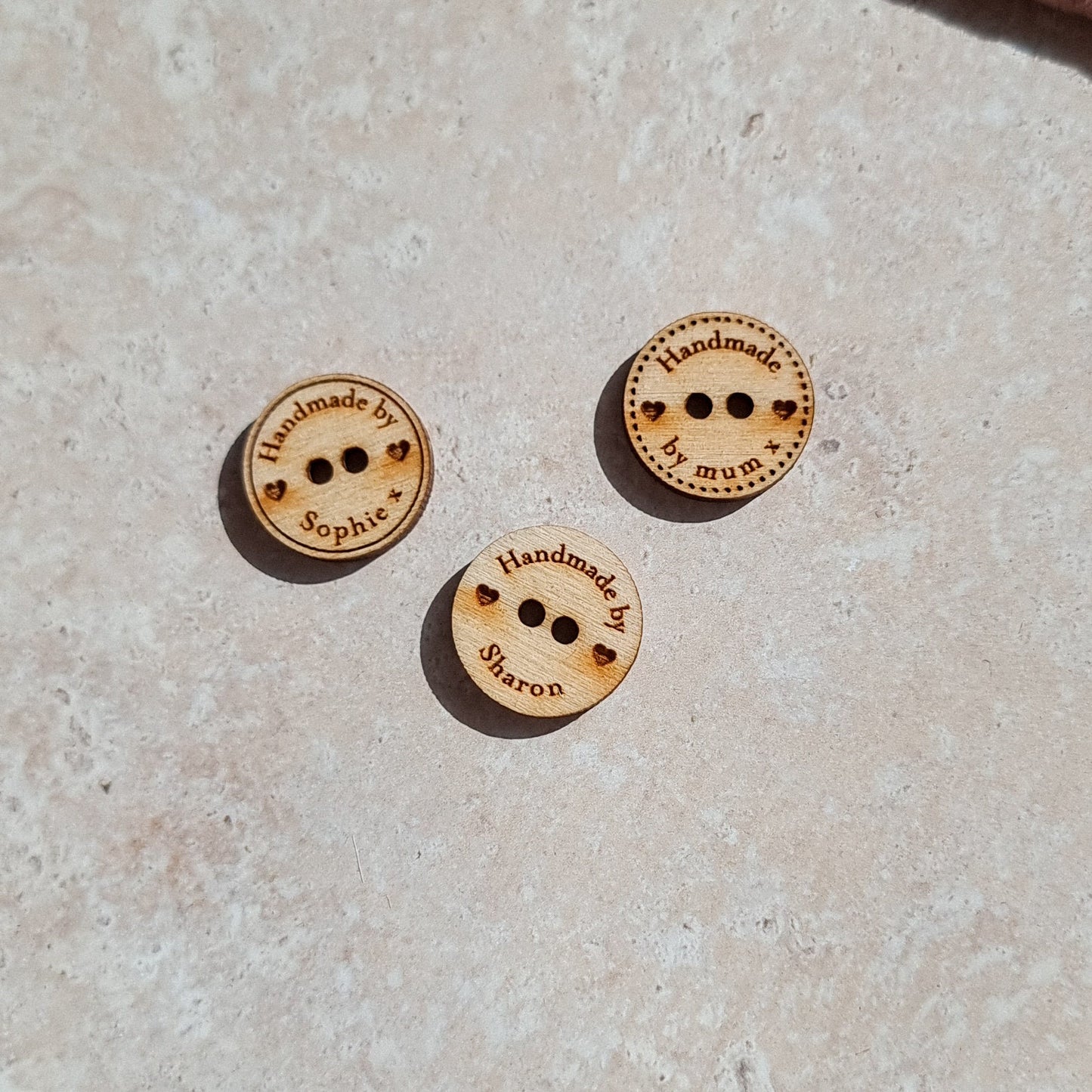 2.5cm Personalised Wooden Buttons with 2 holes