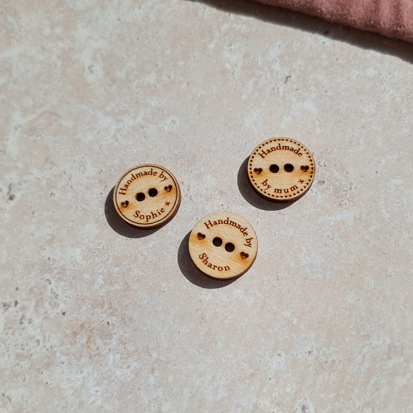 2.5cm Personalised Wooden Buttons with 2 holes