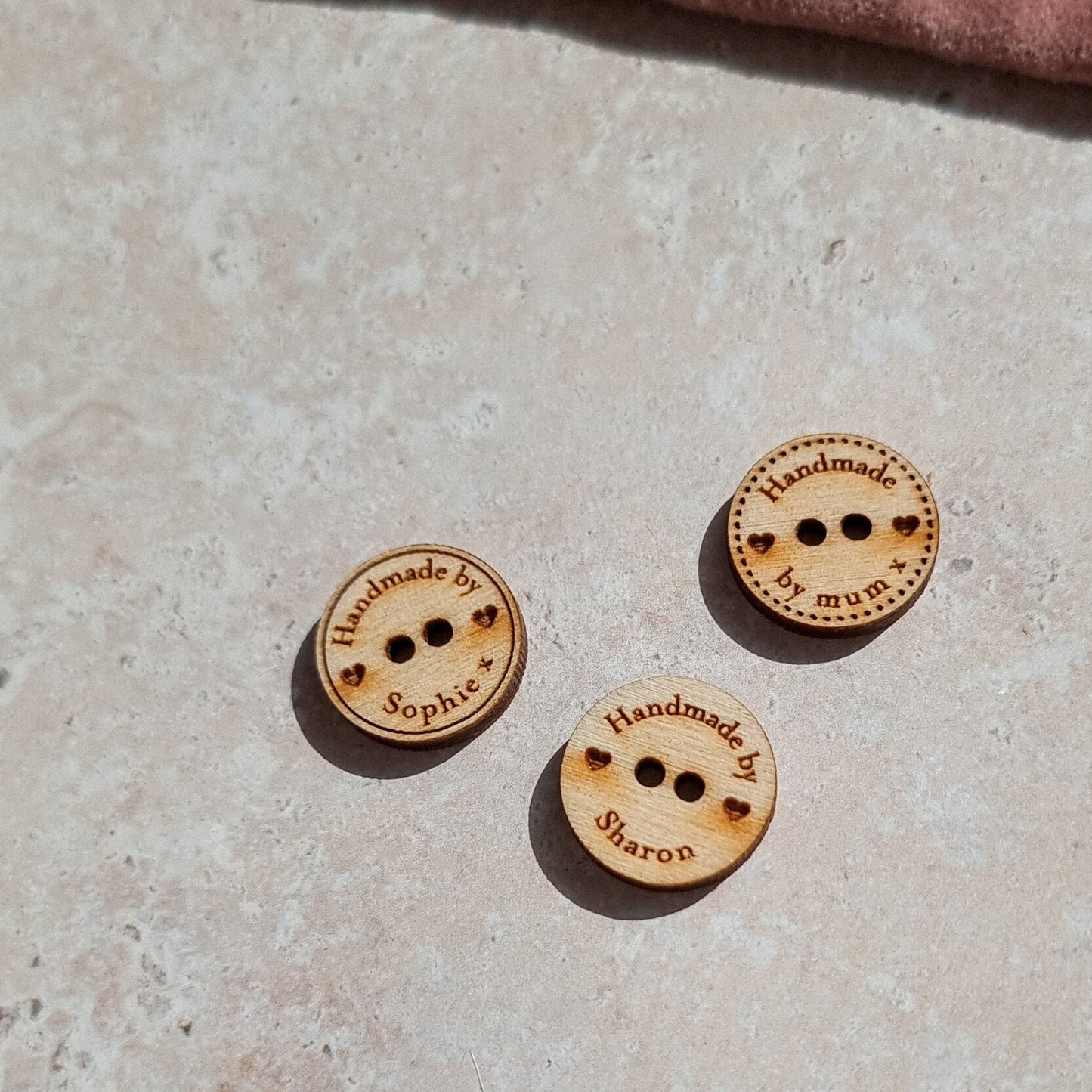 2.5cm Personalised Wooden Buttons with 2 holes